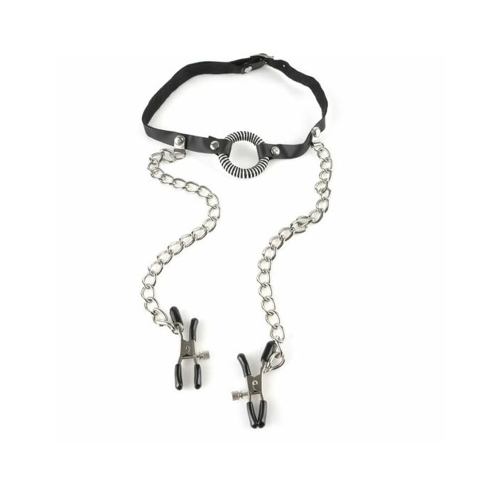 Fetish fantasy mordaza con pinzas para pezones