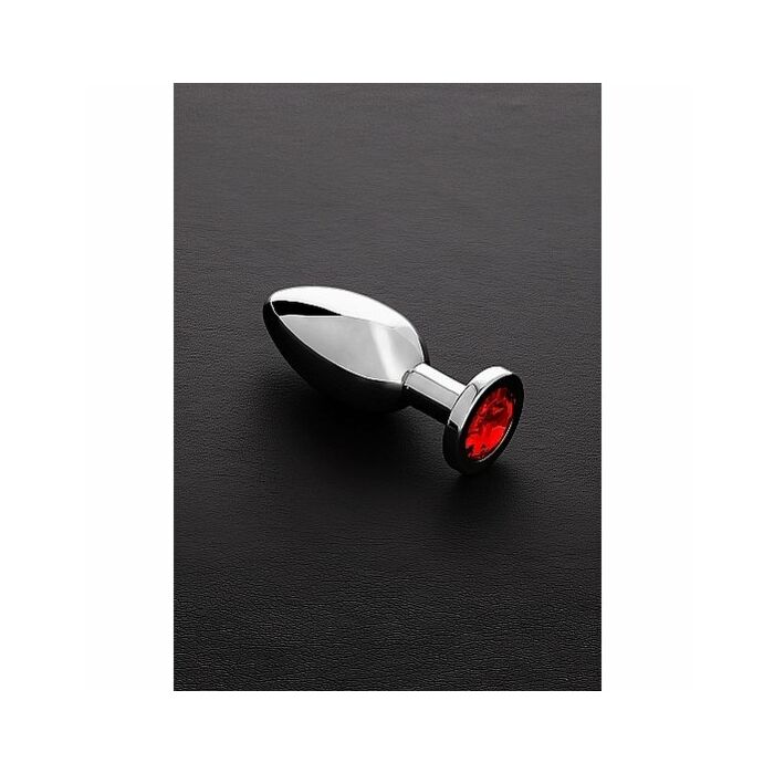 Jeweled butt plug acero inox mediano - rojo