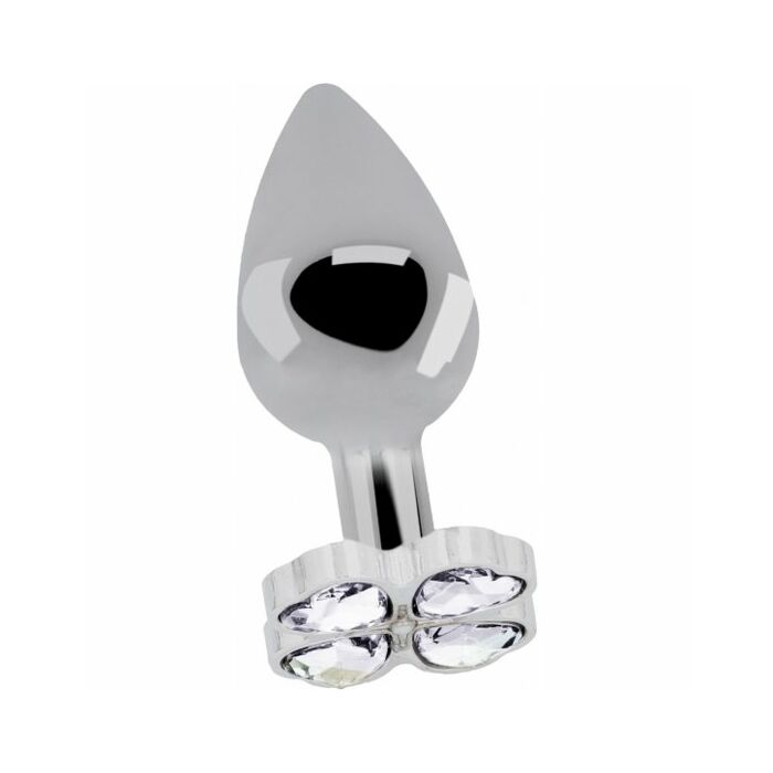 Love plug de trebol de diamante azul 7 cm plata