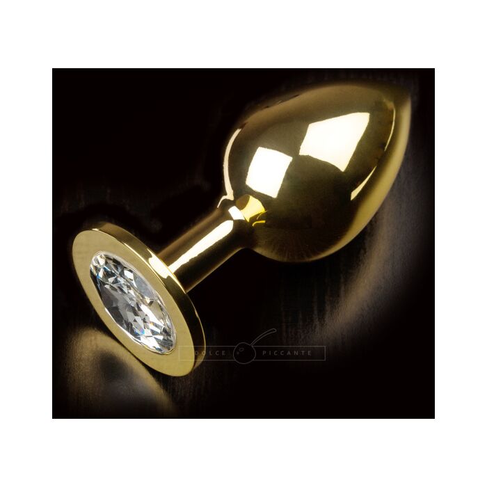 Plug largo dorado - gema cristal