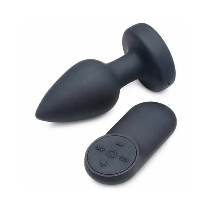 Plug anal vibrador de silicona -largo -negro