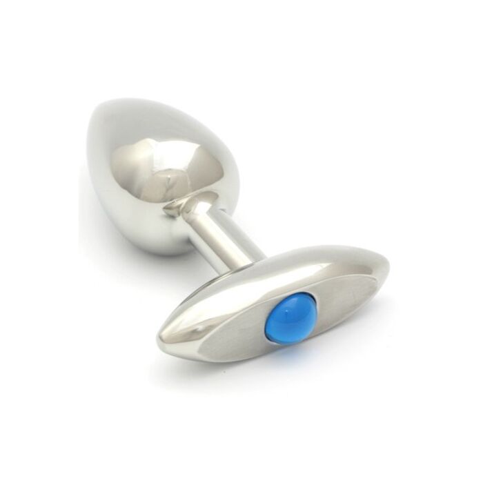 Rosebuds pressed glass plug anal acero 65 x 30mm aquamarine