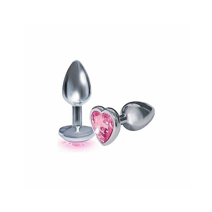 Plug acero inox con perla corazón - rosa