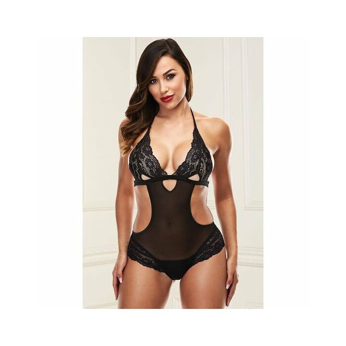 Lace teddy body - negro