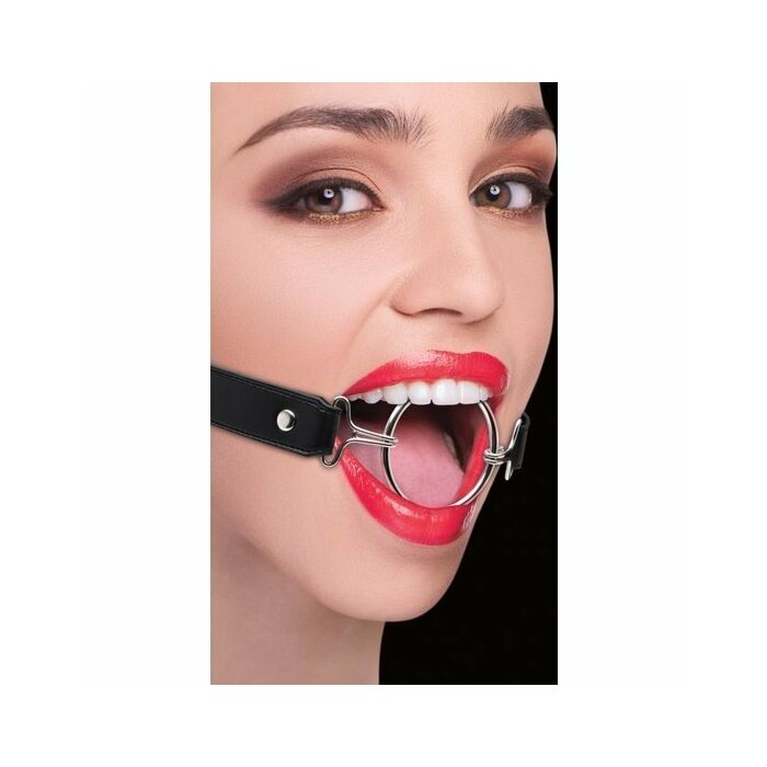 Mordaza Cuero Negro XL