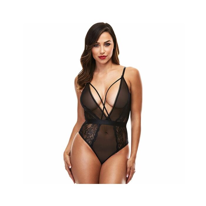 Strappy teddy with deep v - escote v