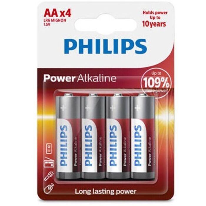 Pilas Power Alkaline AA LR6, Pack 4 Unidades