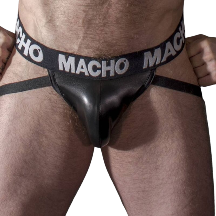 Jock Cuero Negro XL Macho Rebelde