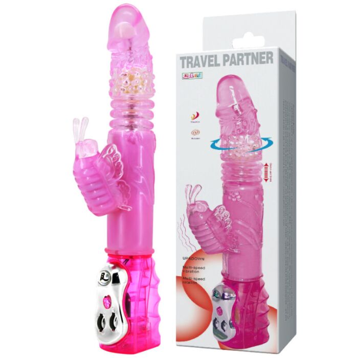 Viajero Rosa Vibrador Bunny Giratorio