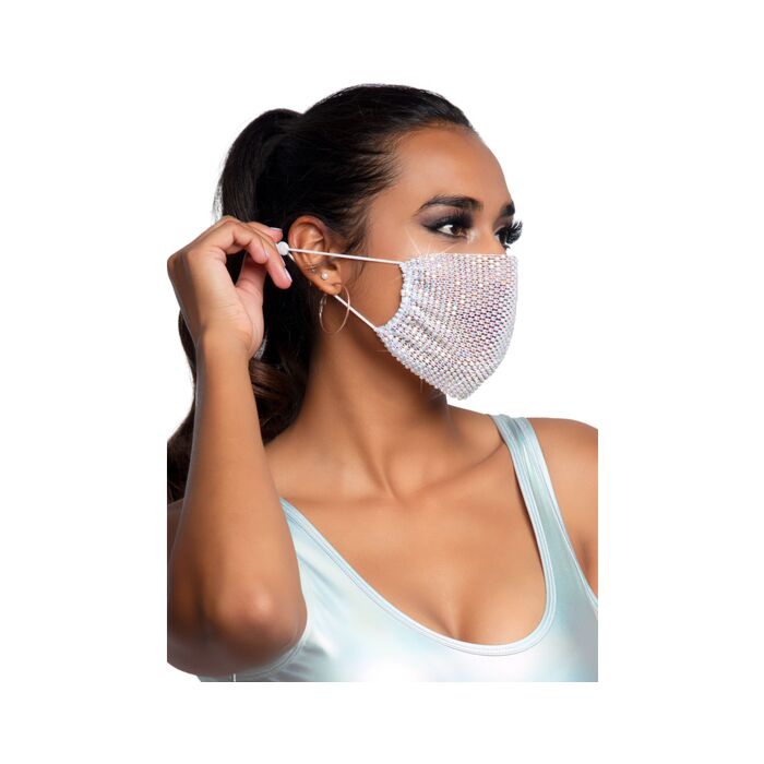 Mascarilla Rhinestone Harlow - Blanco