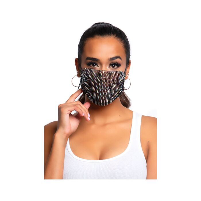 Mascarilla Glamour Rhinestone - Negro