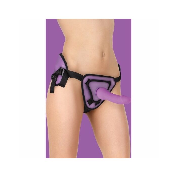 Arnés deluxe con pene silicona 20,5 cm - morado