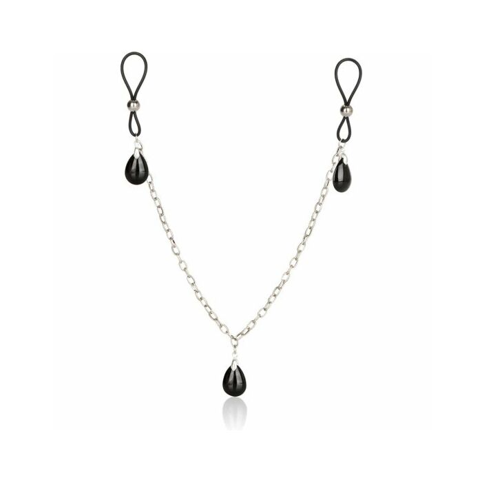 Colgantes para pezones con cadena cristal negro