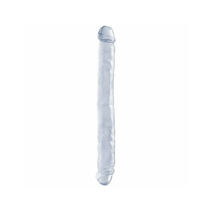 Basix pene doble de gelatina transparente 34 cm