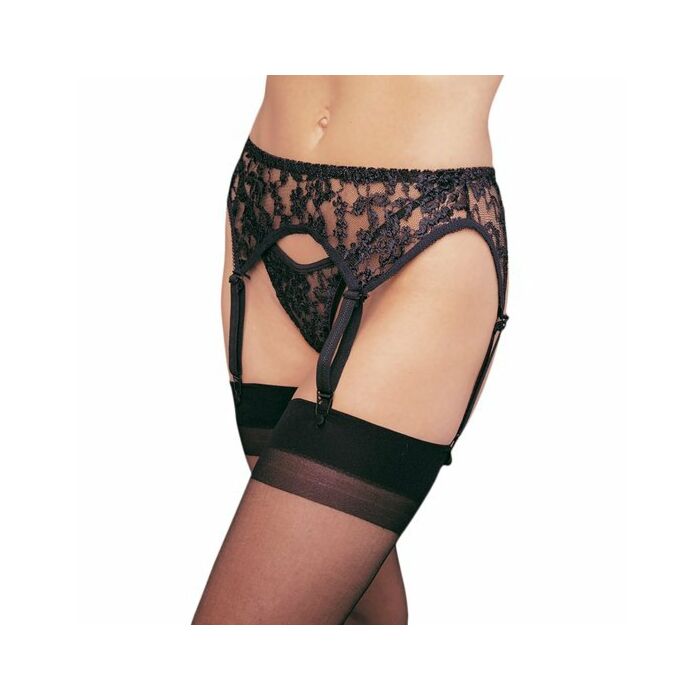 Leg avenue liguero de encaje con tanga a juego negro