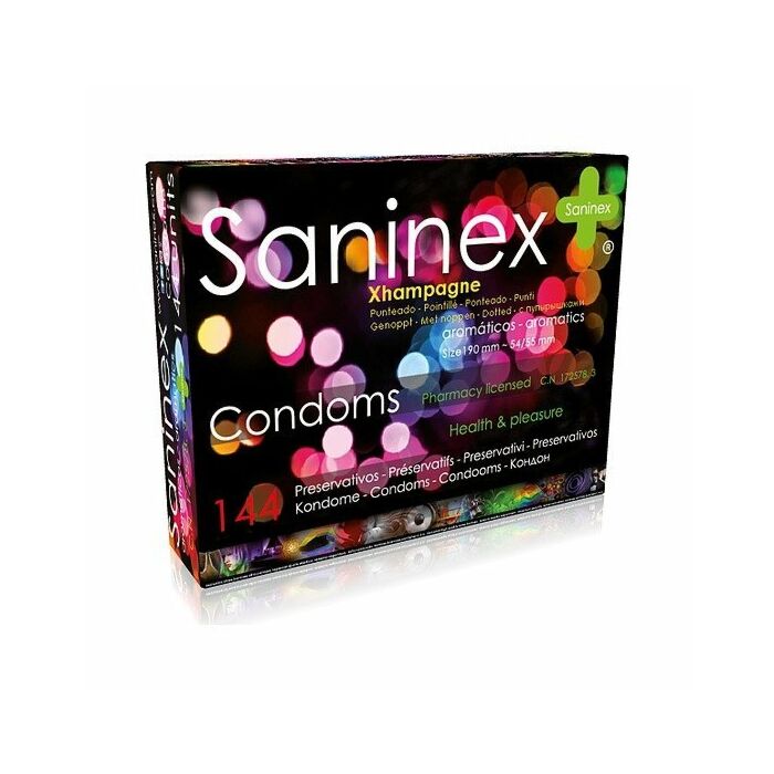 Saninex preservativos xhampagne - punteado 144 uds