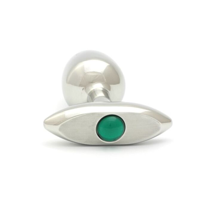 Rosebuds pressed glass plug anal acero 65 x 30mm verde