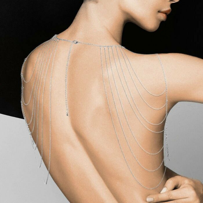 Magnifique â· joya de cadenas metãlicas para hombros y espalda plateada