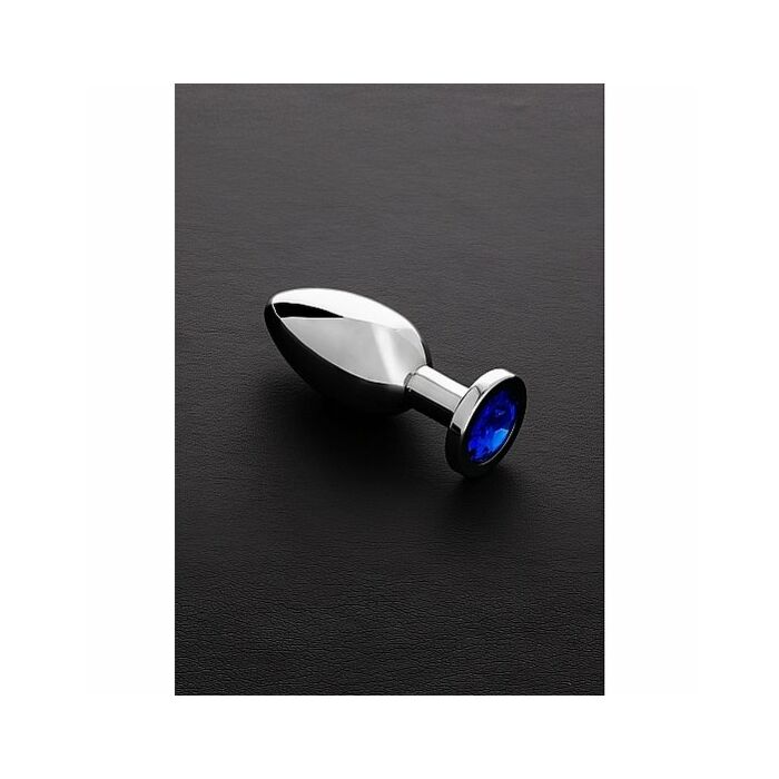 Jeweled plug metálico mediano con perla azul