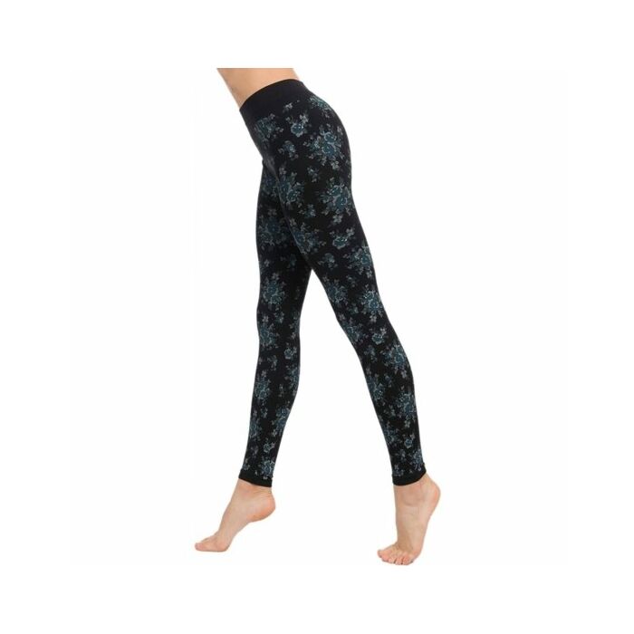 Leggins rise con estampado flores negro