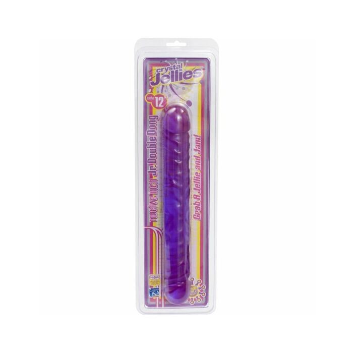 Pene doble 30 cm jelly morado