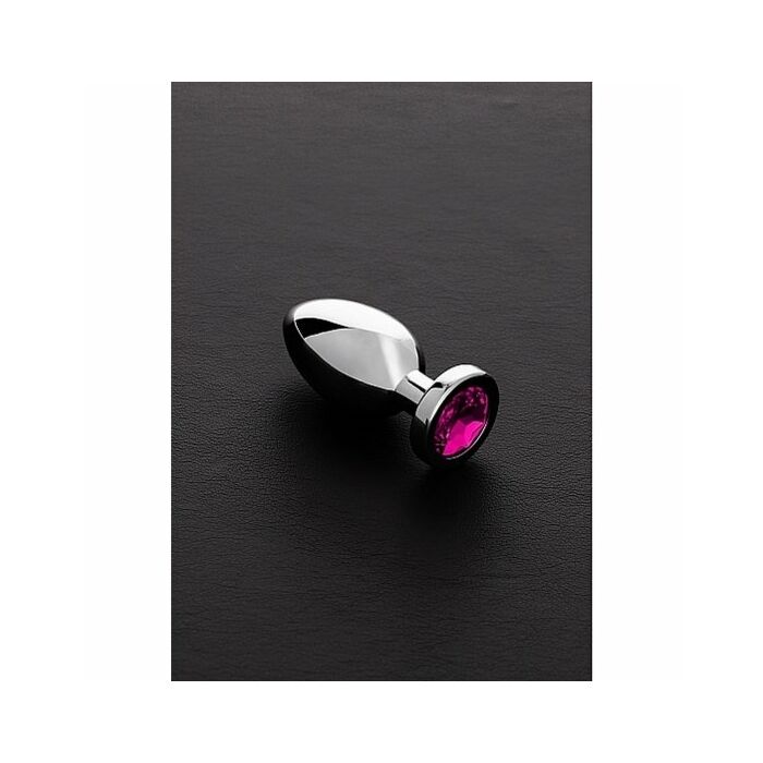 Jeweled plug metálico pequeño con perla rosa