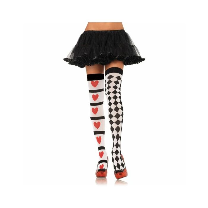 Leg avenue medias con estampado de arlequin y corazones