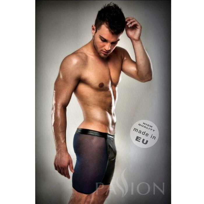 Boxer negro 026 transparente largo leather s/m