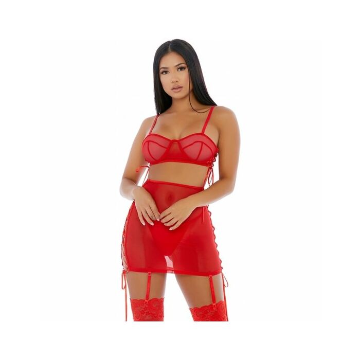 Put o-ring on it lingerie skirt rojo
