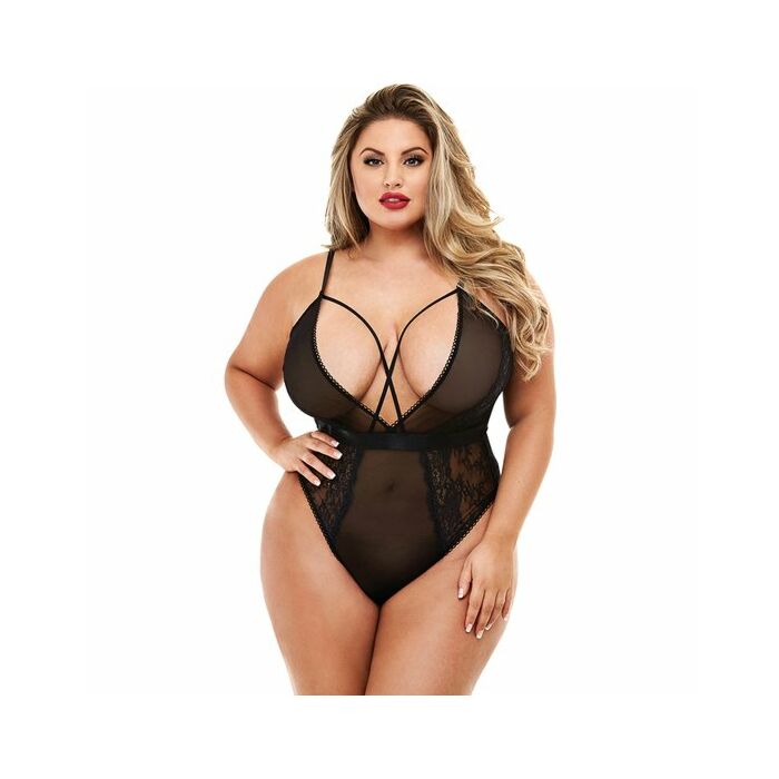 Strappy teddy with deep v - escote v