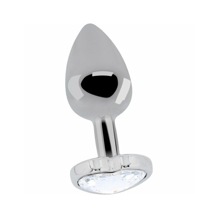 Love plug de corazon y diamante 8 cm plata