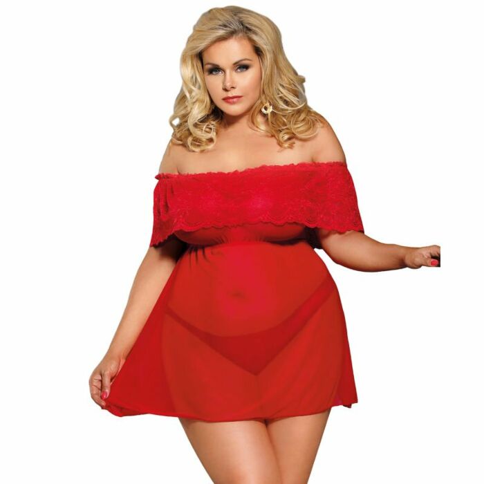 Subblime queen plus vestido corto + tanga rojo