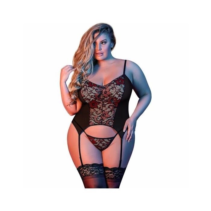 Merry widow & g- body con correa de liga - negro