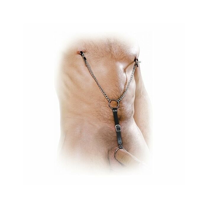 Fetish fantasy pinzas para pezones con anillo para pene