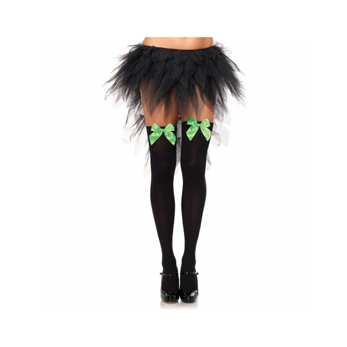 Leg avenue medias opacas negras con lazo verde
