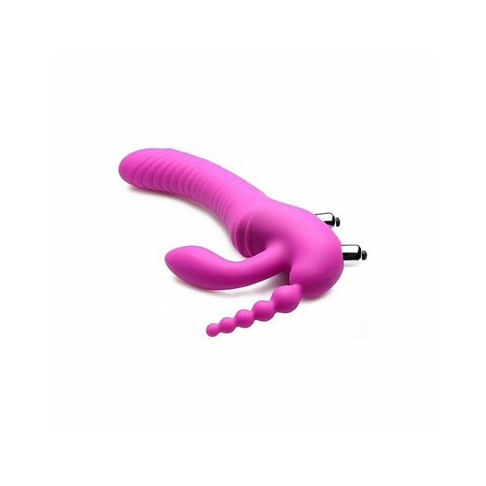 Regal rider triple g arnés con dildo vibrador de silicona - morado