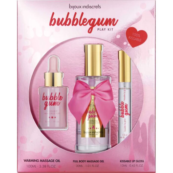 Bijoux - Indiscrets Bubblegum Play Kit con Aceite, Gel & Brillo de Labios