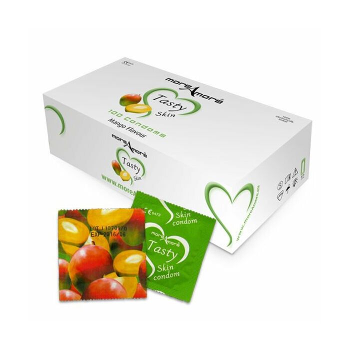 Moreamore condones sabor mango (caja 100 unid)