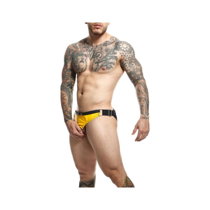 DNGEON Cockring Jockstrap Amarillo - Cinturilla de Cuero - Sex Shop