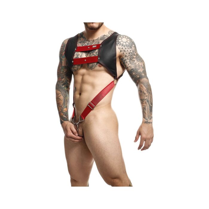 DNGEON Top Cockring Harness - Rojo