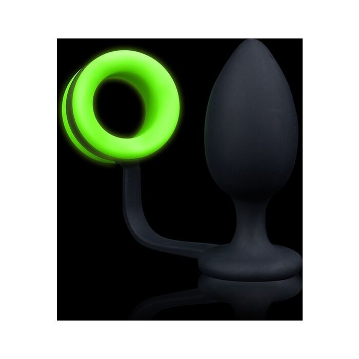 Ouch! Anillo para el Pene con Plug Anal - Glow in the Dark