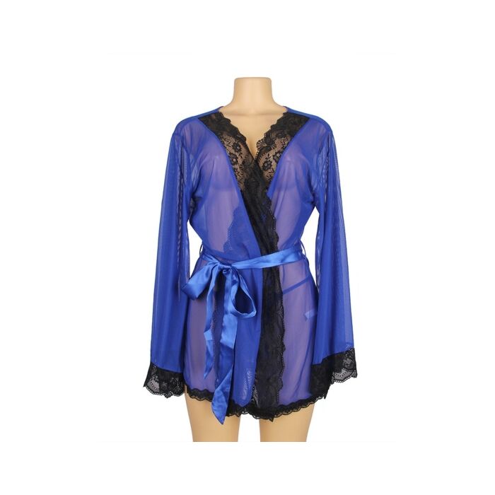 Blue Mesh Long Sleeve Chemise