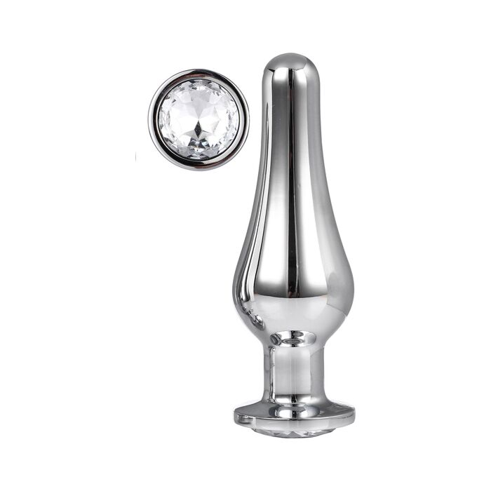 Placer Plateado Brillante - Plug Anal de Aluminio con Joya