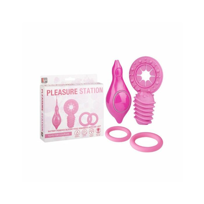 Pleasure station anillos para el pene rosa