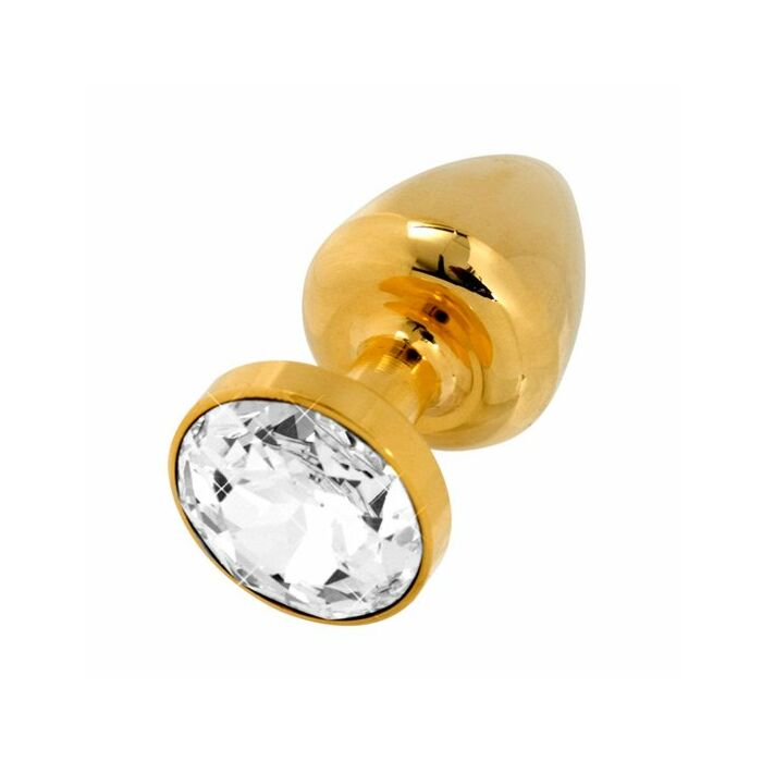 Plug de metal dorado 24k con cristal de 30 mm