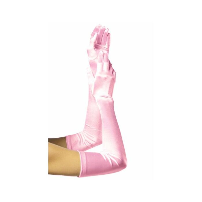 Leg avenue guantes extra largos rosa claro satinados
