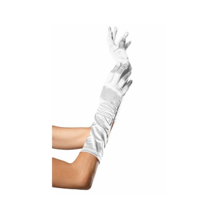 Leg avenue guantes satinados de color blanco
