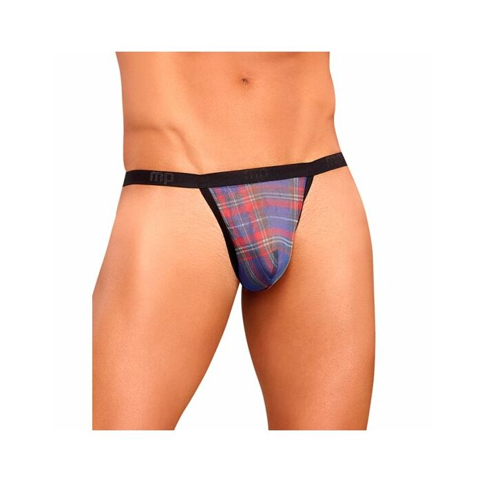 Male power micro tanga estampado escoces azul