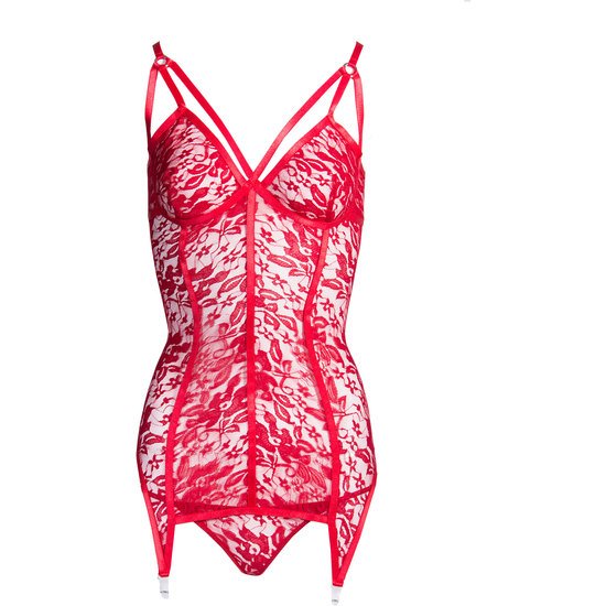 Leg avenue body floral con tanga rojo