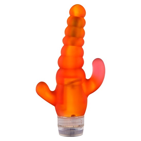 Vibrador con estimulador de clitoris naranja